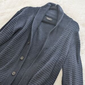 Zara Navy Blue Men's Cardigan Sweater